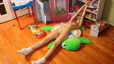 Excellent blond teen Franziska in nice skirt showing her ass and playing with sex toy 