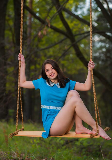 Foxy brunette youthful Hilary C show some foot fetish outside